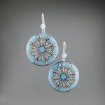 Goose Egg Shell Earrings- Blue Retro Flower