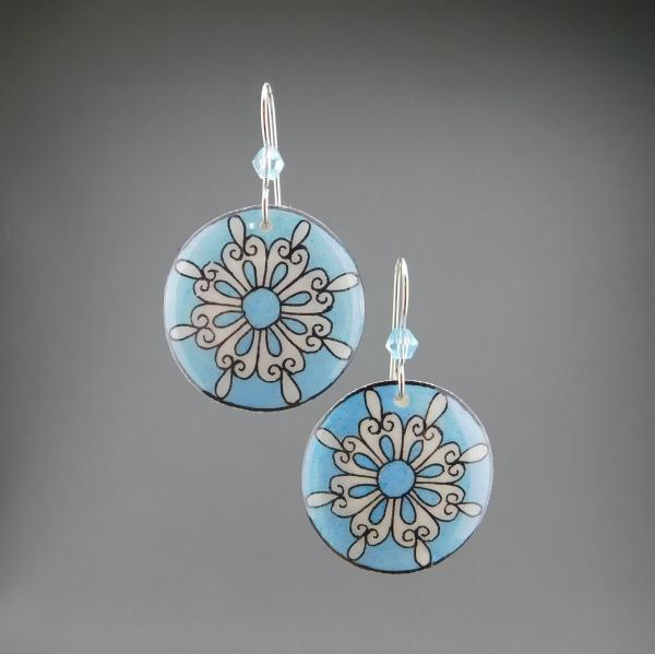 Goose Egg Shell Earrings- Blue Retro Flower picture