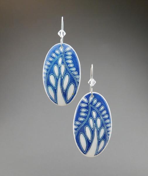 Goose Egg Shell Earrings- Navy Paisley picture