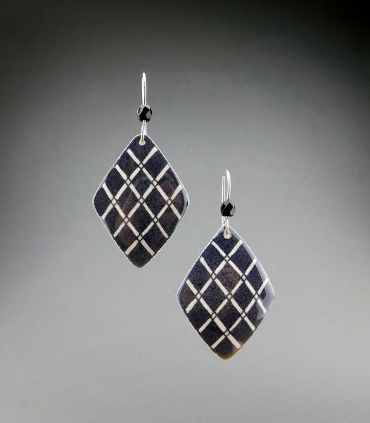 Goose Egg Shell Earrings- Black Checker Board picture