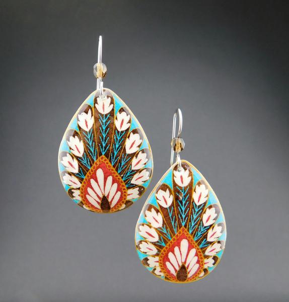 Goose Egg Shell Earrings- Blue Peacock picture