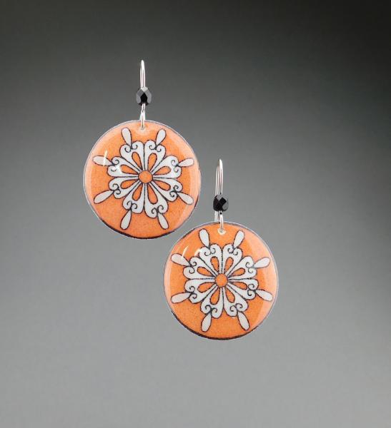 Goose Egg Shell Earrings- Orange Retro Flower