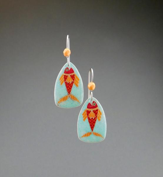 Goose Egg Shell Earrings- Blue Fish Small picture