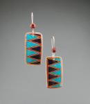 Goose Egg Shell Earrings- Blue Zig Zag