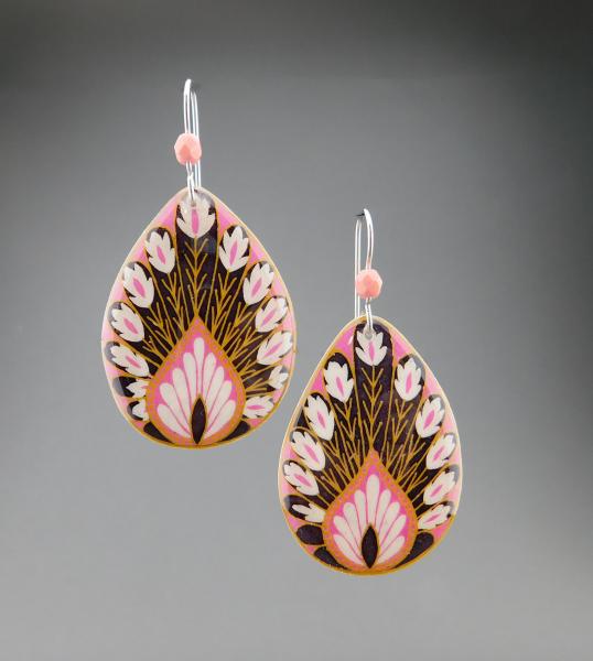 Goose Egg Shell Earrings- Pink Peacock picture