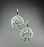 Goose Egg Shell Earrings- Green Retro Flower