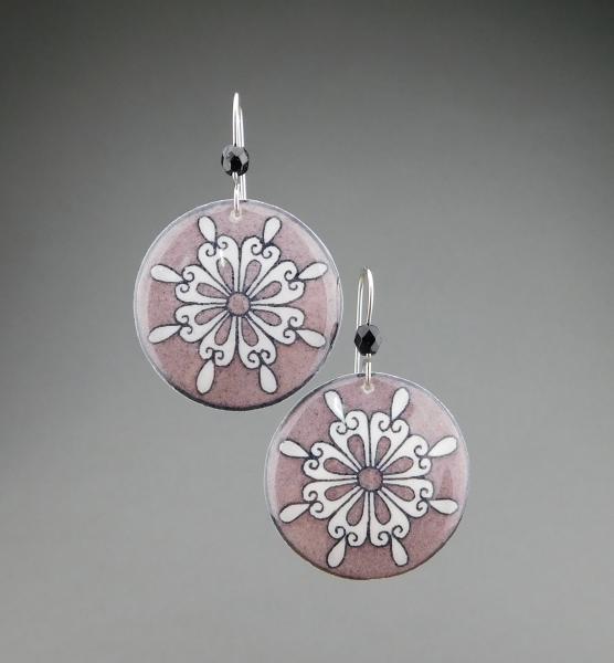 Goose Egg Shell Earrings- Grey Retro Flower picture