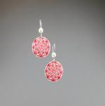 Goose Egg Shell Earrings- Red Lace Flower