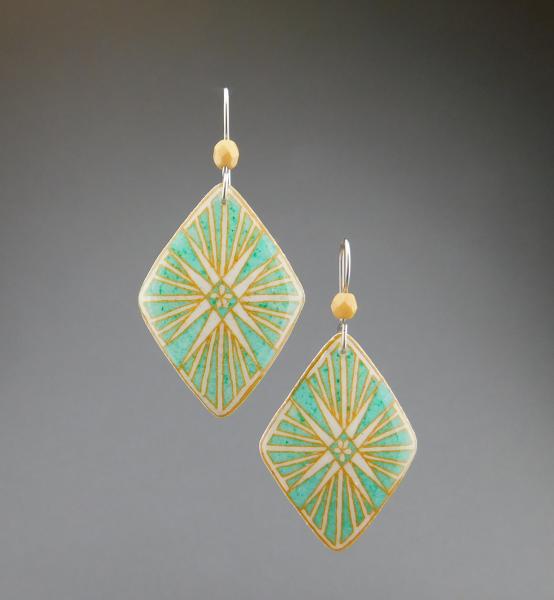 Goose Egg Shell Earrings- Aqua Flare