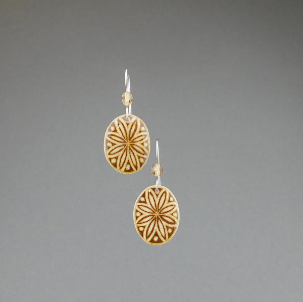 Goose Egg Shell Earrings- Brown Oval Flower