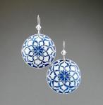 Goose Egg Shell Earrings- Navy Mandalas