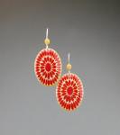 Goose Egg Shell Earrings- Red Beads