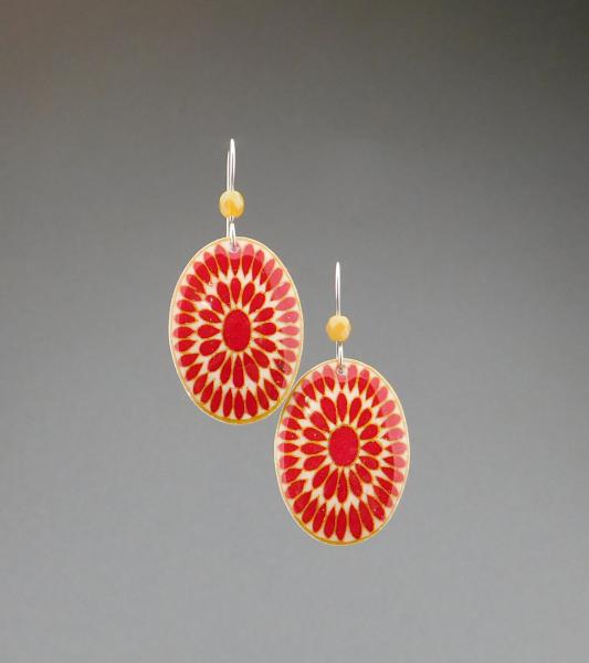 Goose Egg Shell Earrings- Red Beads picture