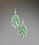 Goose Egg Shell Earrings- Green Paisley