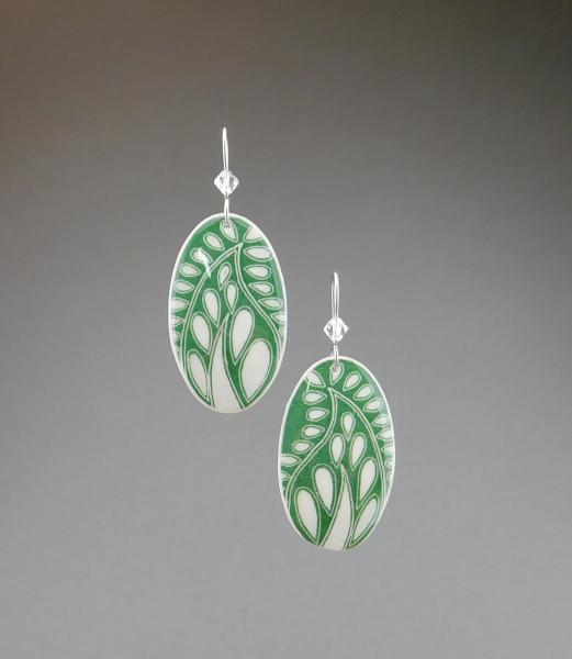 Goose Egg Shell Earrings- Green Paisley picture