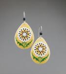 Goose Egg Shell Earrings-Yellow White Flower Tears