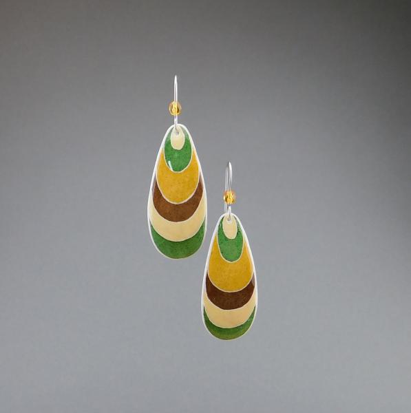 goose Egg Shell Earrings- Green Groovy Stripes