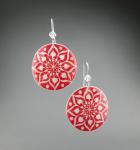 Goose Egg Shell Earrings- Red Mandala