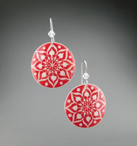 Goose Egg Shell Earrings- Red Mandala picture