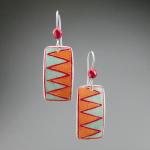 Goose Egg Shell Earrings- Orange Zig Zag