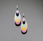 Goose Egg Shell Earrings- Pink Groovy Stripes