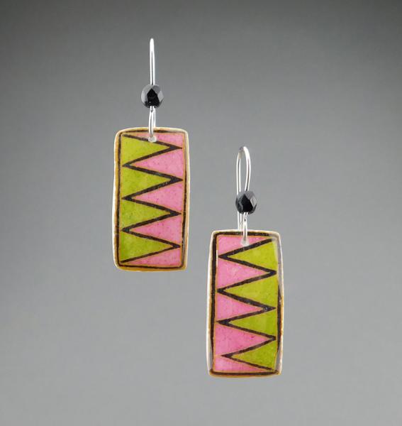 Goose Egg Shell Earrings- Pink Zig Zag picture