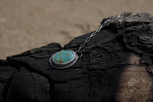 Kingman Turquoise Necklace with Engraved Eye picture