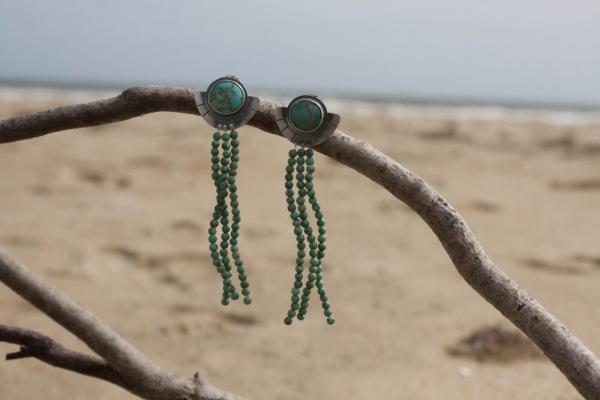 Kingman Turquoise Eye Beaded Studs picture