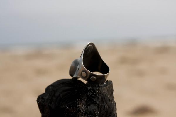 Lone Mountain Turquoise Saddle Ring with Eye Engraving picture