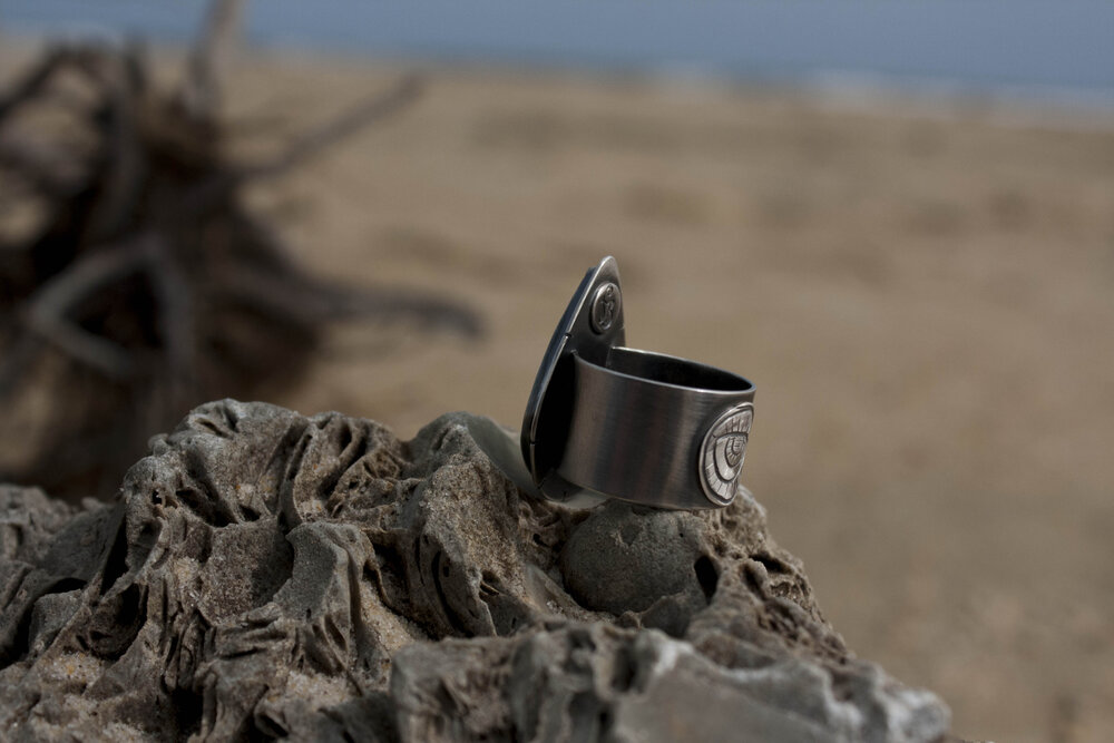 Kingman Turquoise Teardrop Ring with Eye Engraving picture