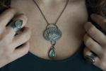 Snake and Fern Prehnite Necklace