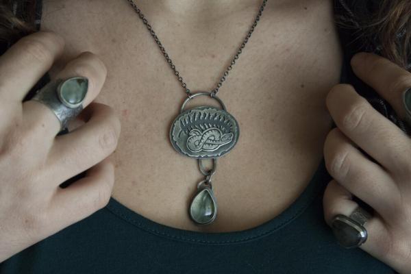 Snake and Fern Prehnite Necklace picture