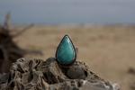 Kingman Turquoise Teardrop Ring with Eye Engraving