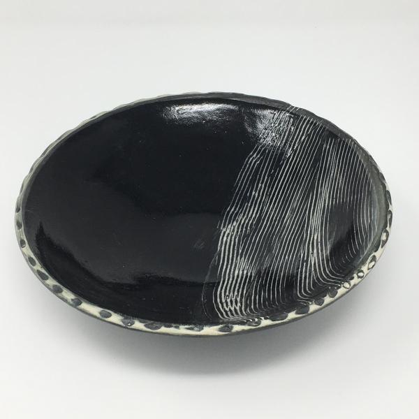 Black and White Bowl Brushed and Glazed picture