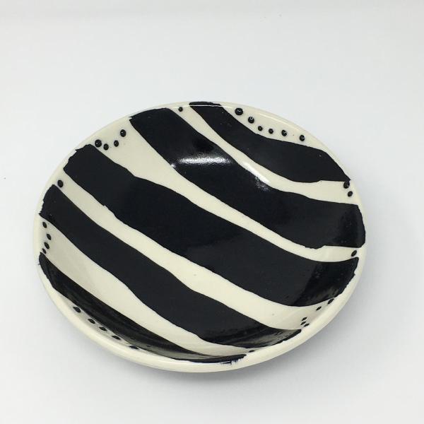 Black and White Bowl with Big Stripes and Dots picture