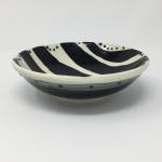 Black and White Bowl with Big Stripes and Dots