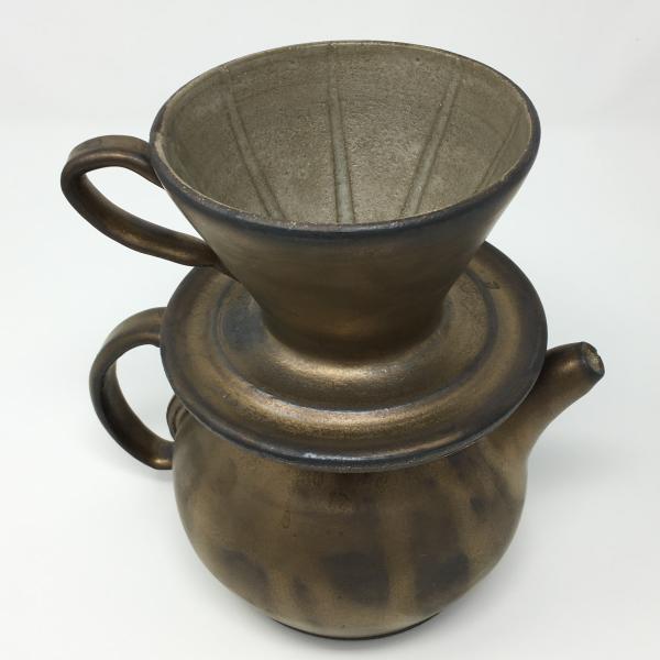 Antique Gold Pourover/Tea or Coffe Pot picture