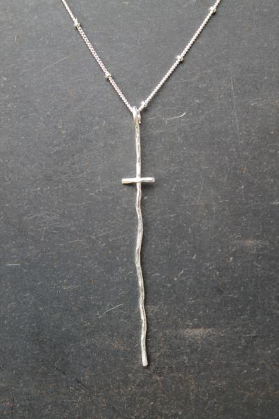 Sterling Silver Elongated Cross Necklace picture