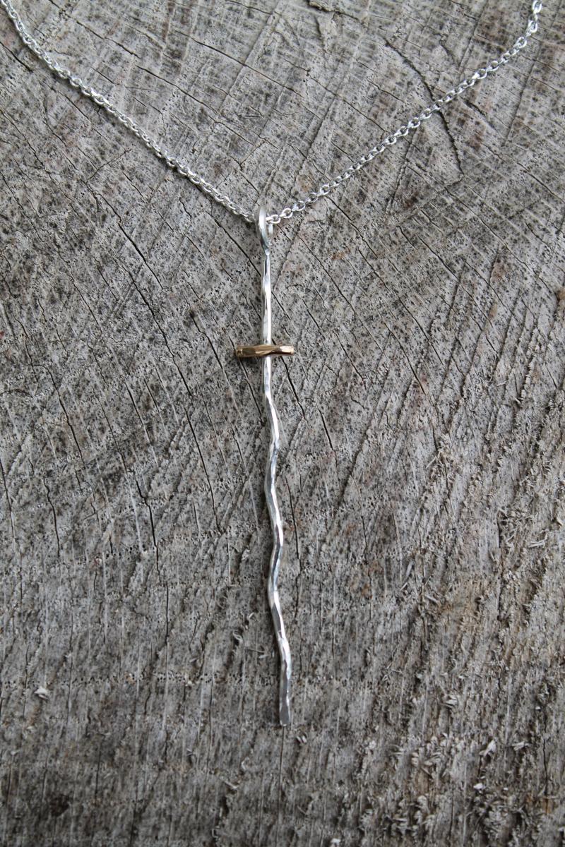 Sterling Silver or Mixed Metal Cross on adjustable cable chain picture