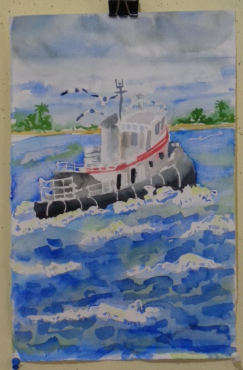 Tug Boat on Choppy Water
