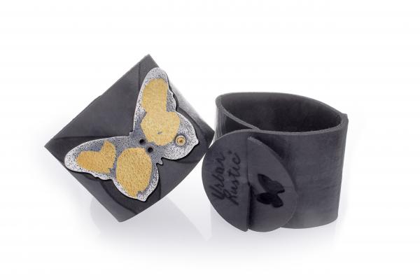 Butterfly Keum-boo Leather Cuff
