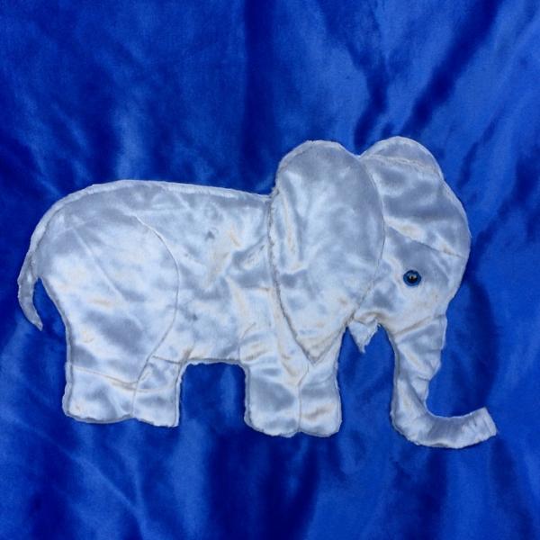 Elephant on Blue Applique Blanket
