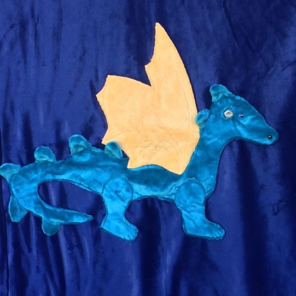 Dragon Teal on Navy Applique Blanket