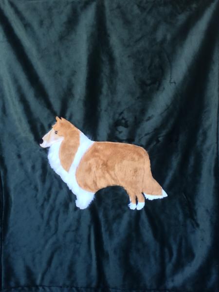 Sheltie on Green Applique Blanket picture