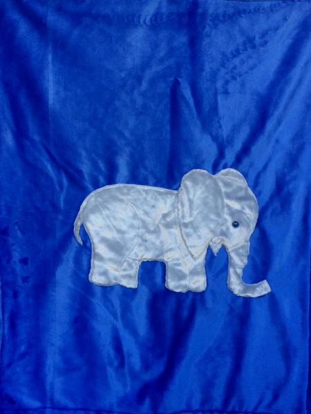 Elephant on Blue Applique Blanket picture