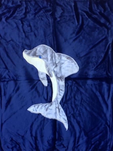 Dolphin Applique on Navy Blanket picture