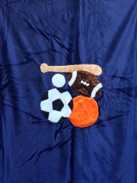 Sports on Navy Applique Blanket picture