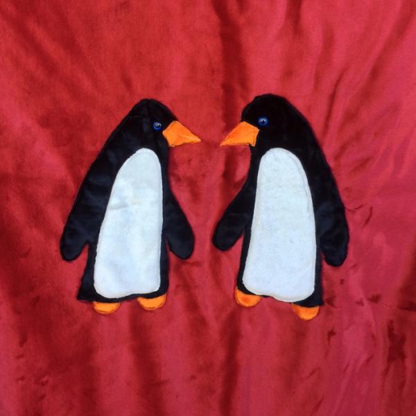 Penguins on Red Applique Blanket