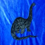 Brontosaurus Green on Blue Applique Blanket