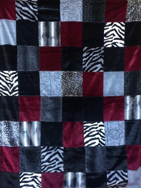 Black & White with Wine Patchwork Blanket
